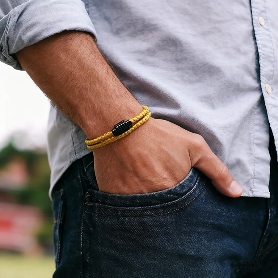 Noter Mode Männer Armband A Grade Ethnische String Charm Armband Armreif Street Party Freizeit Vielseitige Zubehör Pulseria Hombre – Detail 10