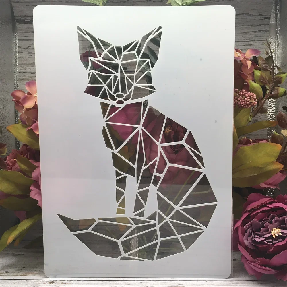 4Pcs A4 29cm 3D Animals Fox Pineapple DIY Layering Stencils Wall Painting Scrapbook Coloring Embossing Album Decorative Template