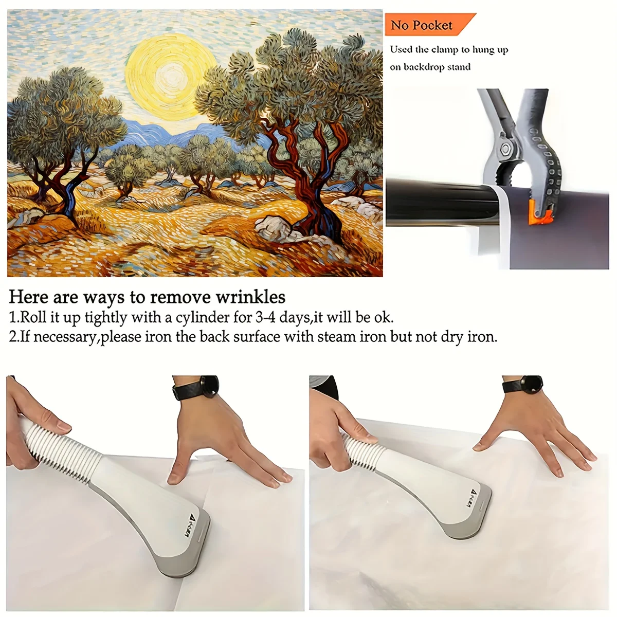 Olivenbaum Fotografie Hintergrund, gelber Himmel Ölgemälde Party Foto Hintergrund Tapisserie, Sonne natürliche Wildnis Banner – Detail 6