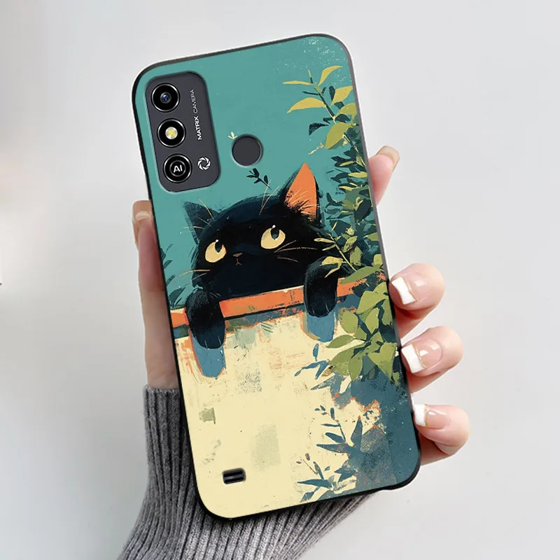 Aesthetic Cute Cat Astronaut Black Soft Silicone Phone Case & Bumper Cover