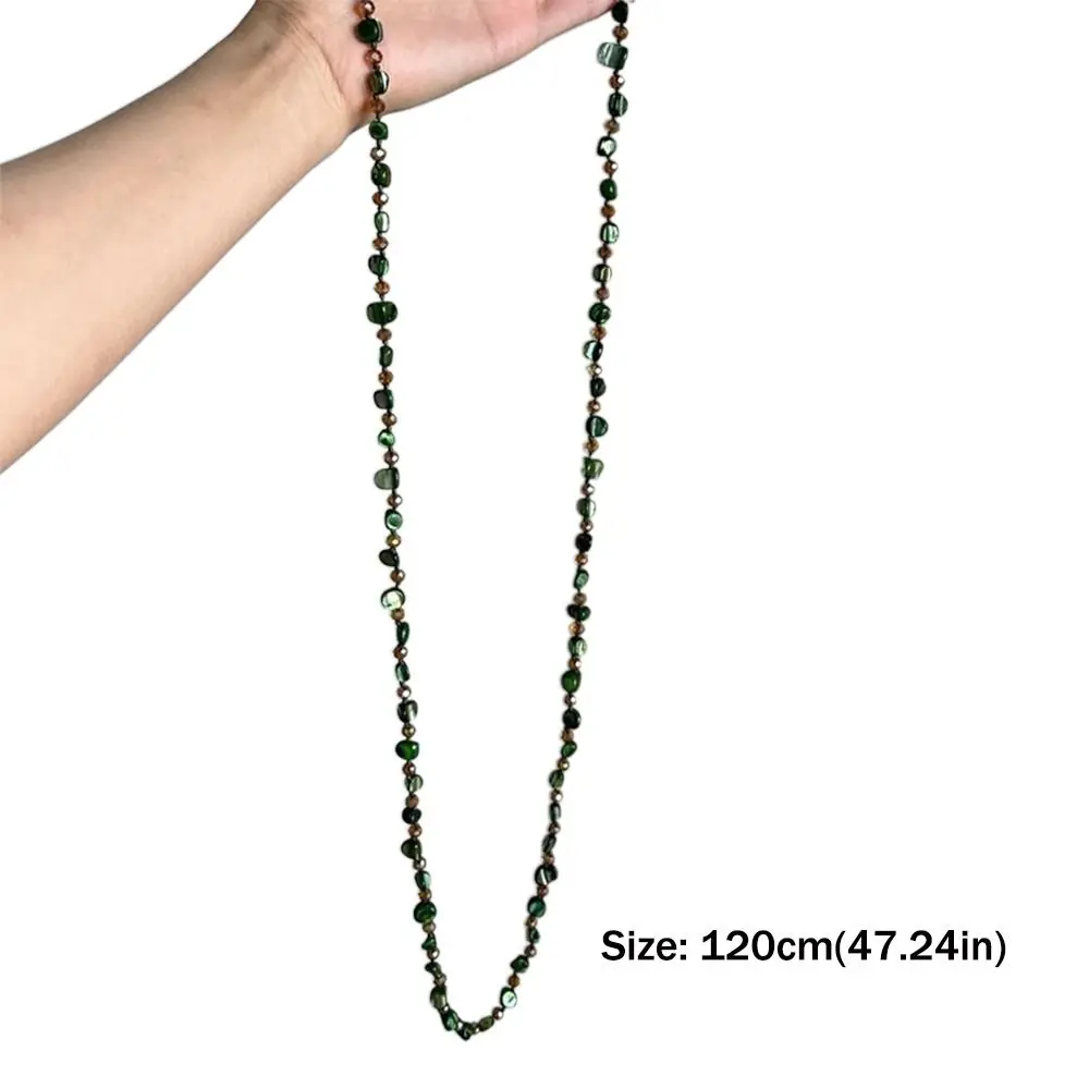 Bohemian Antique Necklace Shell Beaded Colorful and Green Long Necklace Stackable Vintage Double Layers Necklace Women Girls