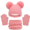 Imitation Cashmere Winter Baby Hat Gloves Scarf Set Fleece Warmer Scarves Thick Knitting Hats Boy Girl Cute Pompom Kids Beanie 3