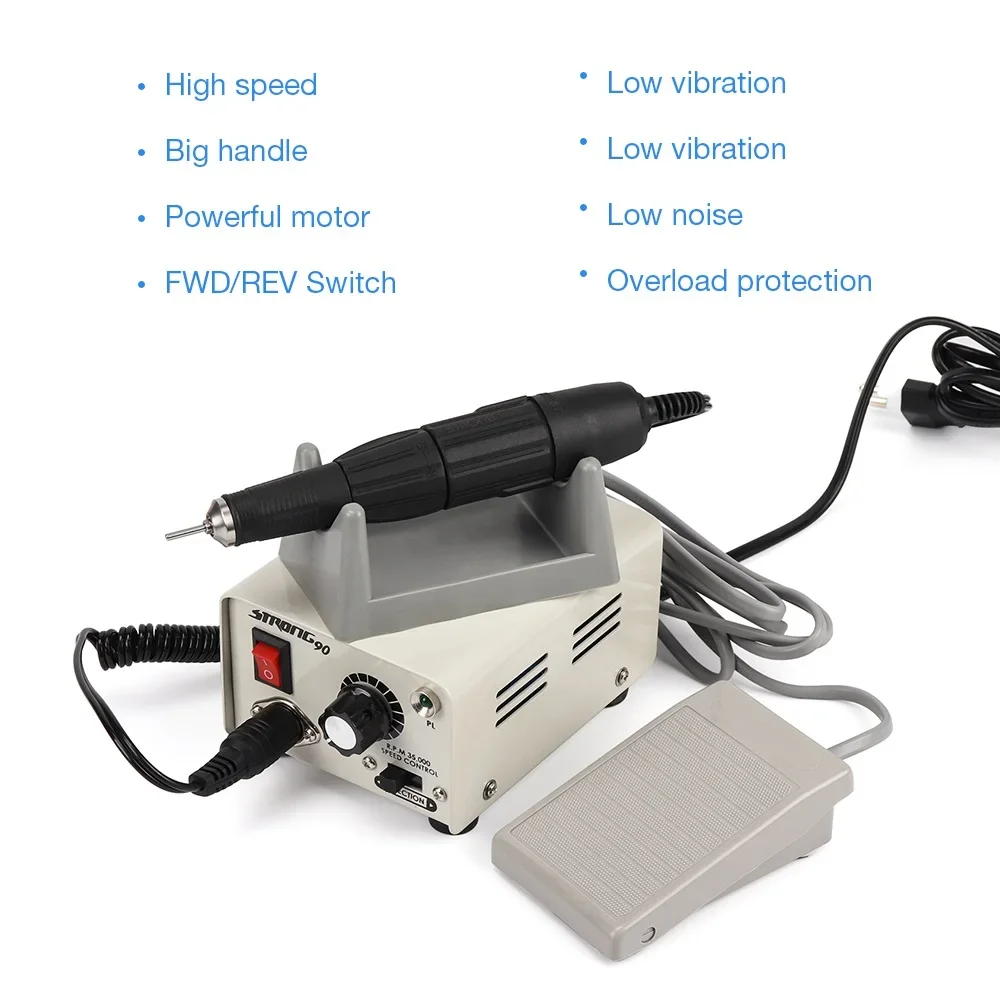 Strong 90 65W 35000RPM Professional Electric Nail Art Drill Machine Stainless Steel Pedicure Nail Polishing Manicure Machine 4