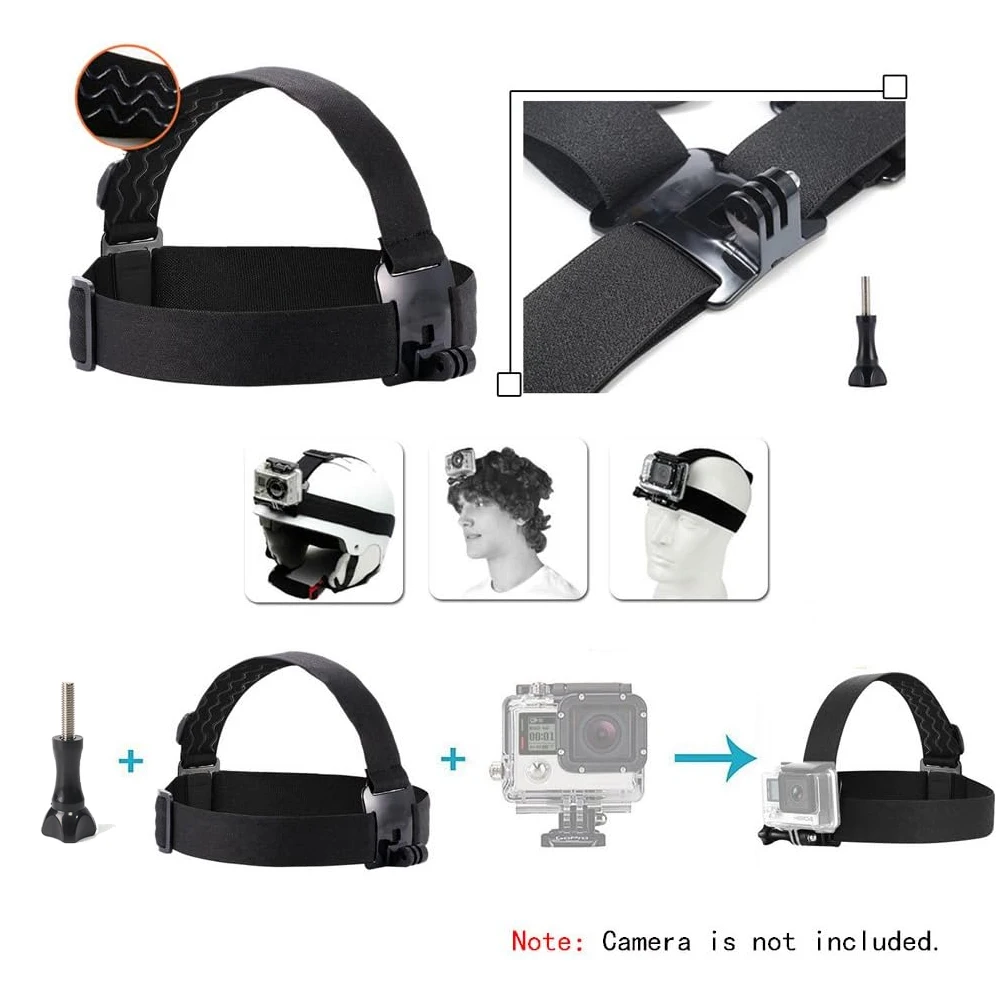 Support de montage pour caméra 360° fixé sur une tête, sangle ajustée