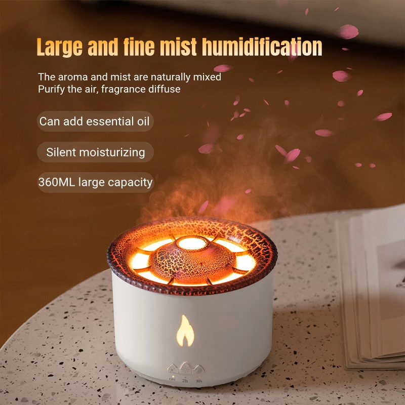 Office Home Desktop Air Humidifier Electric Aroma Essential Oil Diffuser  with Flame Lamp Volcano Eruption Fragrance Machine - AliExpress