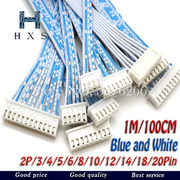 1ชิ้น1ม. 2P/3/4/5/6/8/10/12-ขั้วต่อสายเดี่ยว/หัวคู่ JST XH2.54 XH 2.54มม. ปลั๊กตัวผู้ตัวเมียสีขาวน้ำเงิน 1