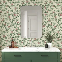 วอลเปเปอร์ลายดอกไม้สีเขียวกันน้ำกาวในตัวสติ๊กเกอร์แปะผนังกำแพงดอกไม้ย้อนยุคสติกเกอร์ติดตู้เฟอร์นิเจอร์หรูหรา 6