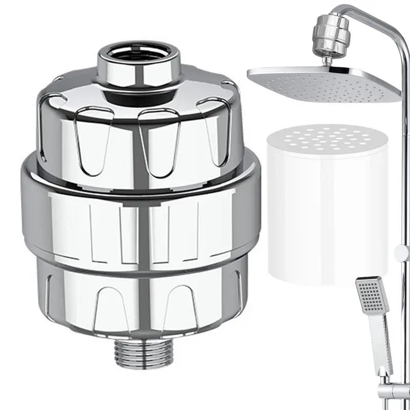 

Shower Water Filter Hard Water Strainer 15X Showerhead Chlorine Filter High Output Water Softener With 2 Filter Cartridges