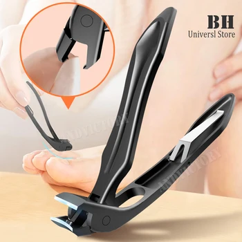 Nail Clippers Angled Head Thick Toe Nail Clippers with Catcher Large Wide Jaw Sharp No Splash fingernail Clipper Nail Cutter 1