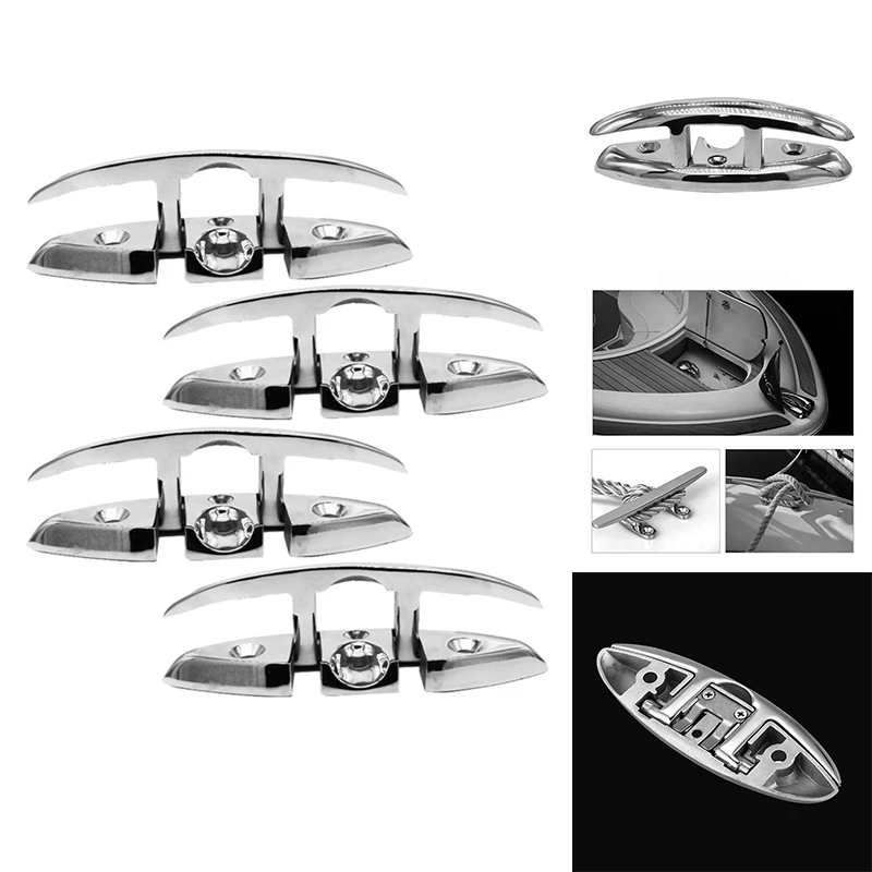 

Stainless Steel Cleat Foldable Boat Cleats Folding Deck Mooring Cleat Flush Mount Cleat, 4PCS,6Inch