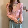 Cropped Cardigan Women Formal V-neck Puff Sleeve Temperament Halter Autumn Winter Popular Chic French Style Elegant Advanced 4