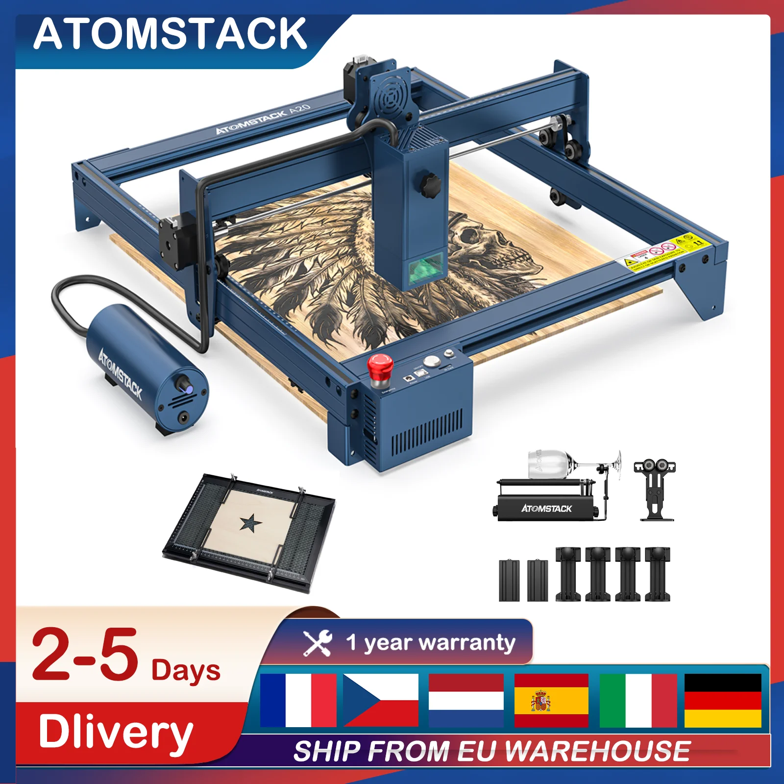 ATOMSTACK X20 A20 S20 Laser Engraver Kit 130W Laser Cutter Machine Support APP WIFI Connect Engraving 256 Different Grayscales