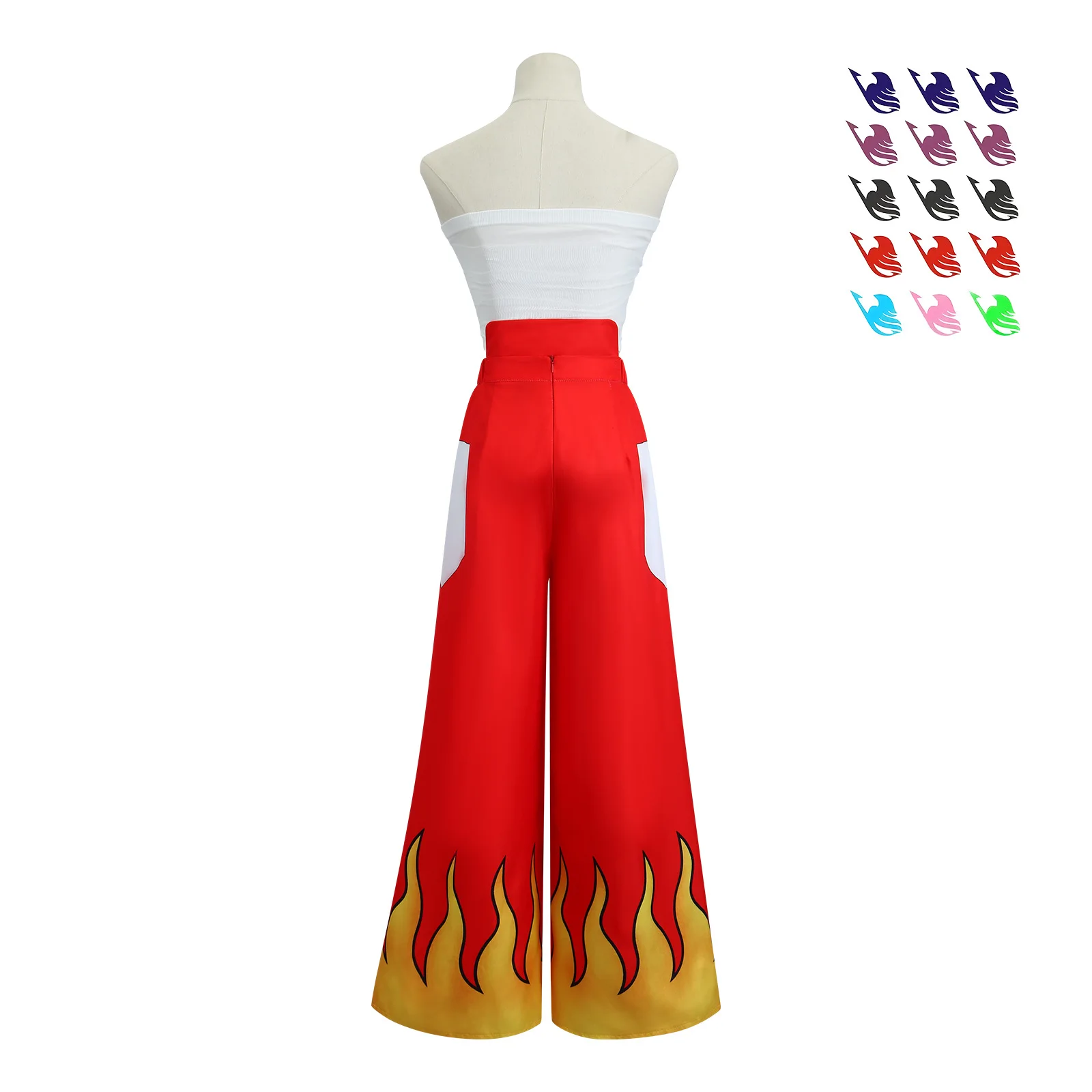 Anime Erza Cosplay Women Japanese Role Erza Scarlet Costume Pants White  Tube Tops Red Cool Set Dark Blue Tail Tattoo Sticker - AliExpress, image size:1600x1600