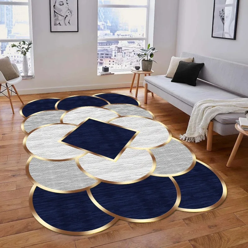 Irregular Gold Carpets for Living Room Decor Brown Large Area Rug Bedroom Carpet Non-slip Washable Lounge Sofa Side Floor Mat 2