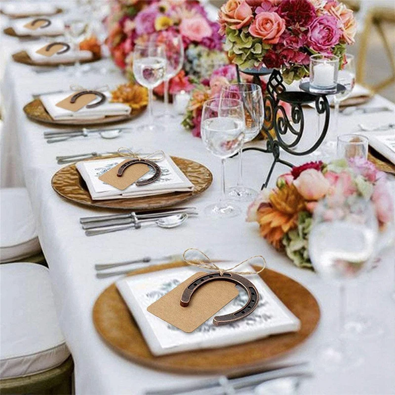 

20pcs Wedding Decoration Lucky Horseshoe With Tags Stickers For Gender Reveal Party Decoration Supplies Wedding Gifts For Guests