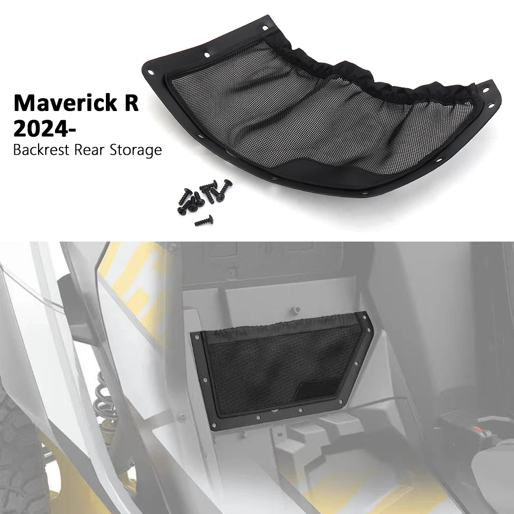 New Black Storage Bag Backrest Rear Elastic Net Pocket UTV For CAN-AM MAVERICK R For Can-Am Maverick R 2024