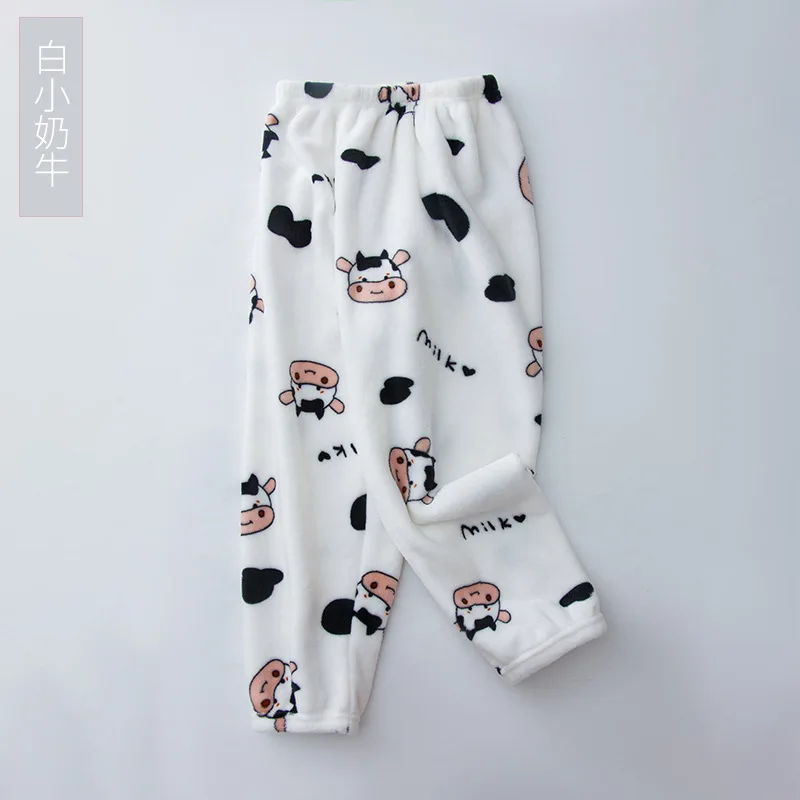 Sping-Winter Clothes Boys Girls Sleepingwear Pants Kids Homewear Teenage Pajamas Warm Children Coral Velvet Comfortable Pants