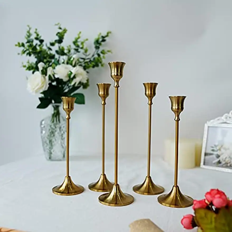 Gold Candle Holders for Table Centerpiece, Wedding Decor , Dining Room, Halloween, Christmas, Decorative Candlestick Holder