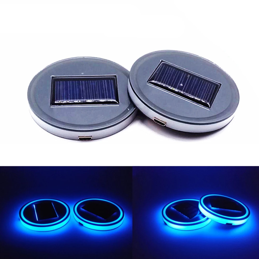 2/1Pcs 7 Colors Car LED Luminous Water Cup Pad Auto Cup Bottle Holder Coaster Anti-slip Pad Mats Interior Atmosphere Light Decor