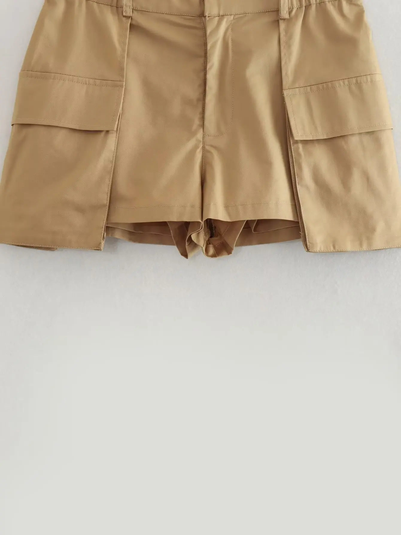 Withered Ins Fashion Blogger High Street Sexy Bermuda Shorts High Waist Pocket Cargo Khaki Retro Culottes Women