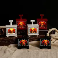 Trendy DIY Mini LED Glowing Fireplace Model Winter Christmas Halloween Gifts DIY Accessories Home Decor for 1/12 Dollhouse 1