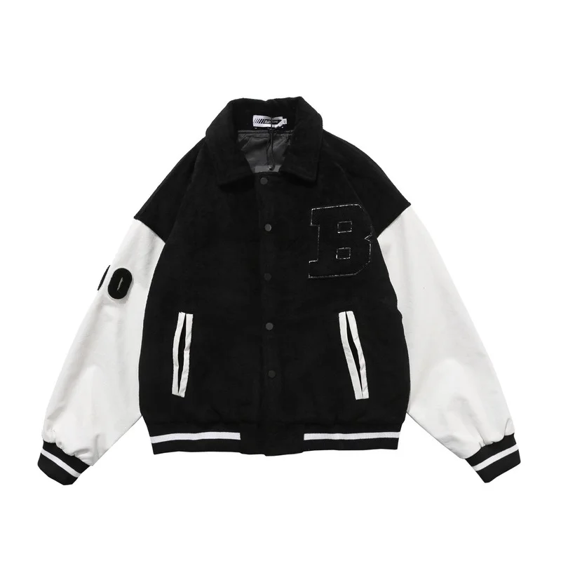 Varsity Jacket Mens Furry Letters Embroidery Color Block College Jackets Womens Hip Hop Harajuku Baseball Coats Unisex Korean