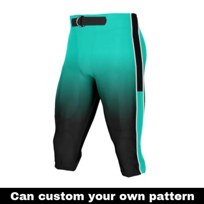 Custom Gradient Football Pants with Belt for Men Youth Running Cropped Pants Add Your Name Number Logo Multiple Colors
