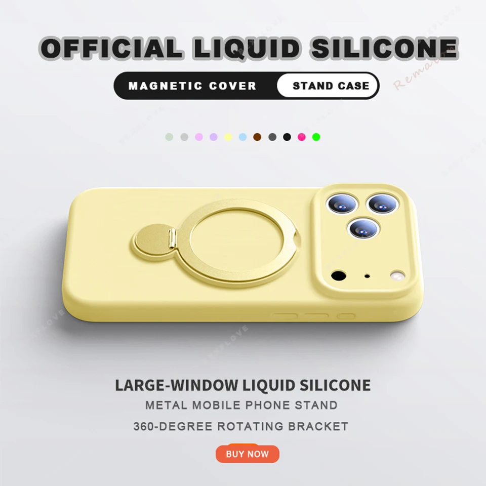 Magnetic Stand Liquid Silicone Phone Case with Magsafe Charging Holder