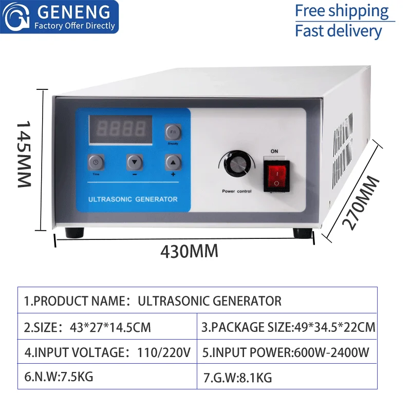 Intelligent ultrasonic controller cleaning machine generator ultrasonic oscillator generator remote control 900W 40/28K