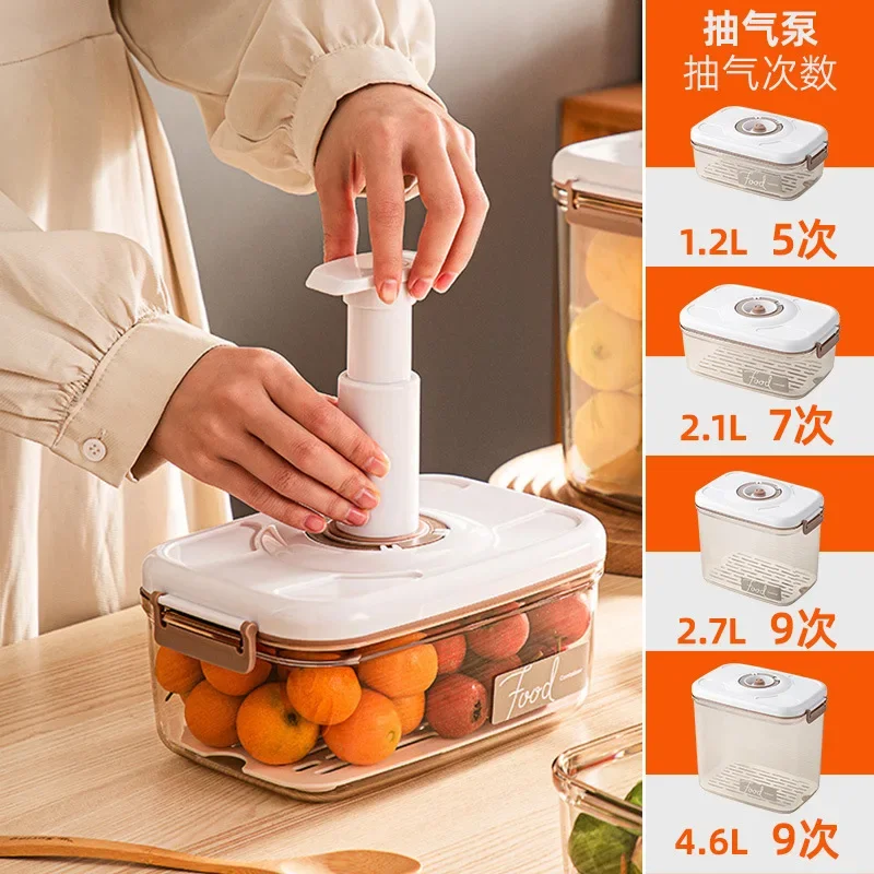 

Suction, Electric Sealed Storage Food Vacuum Refrigerator Box Crisper, Drain, Kitchen Multigrain Tank,