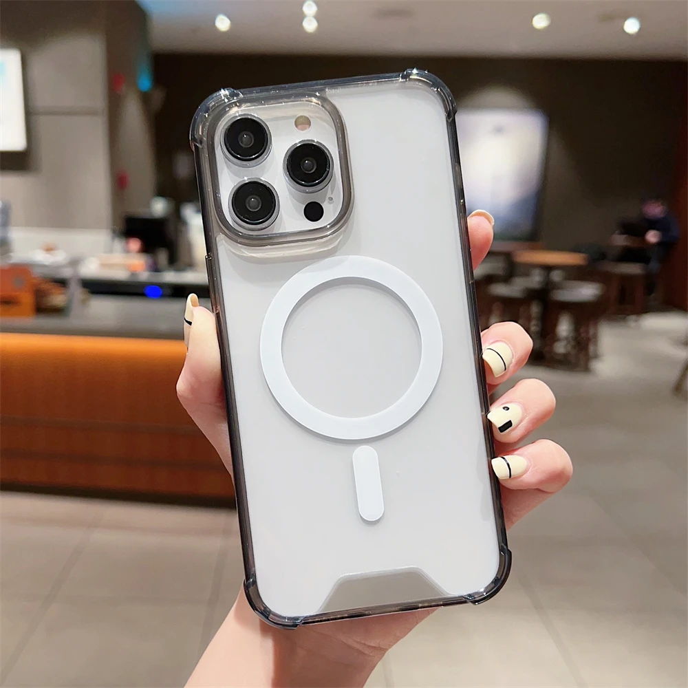 Luxurious Magnetic Wireless Charging Shockproof Transparent Phone Case