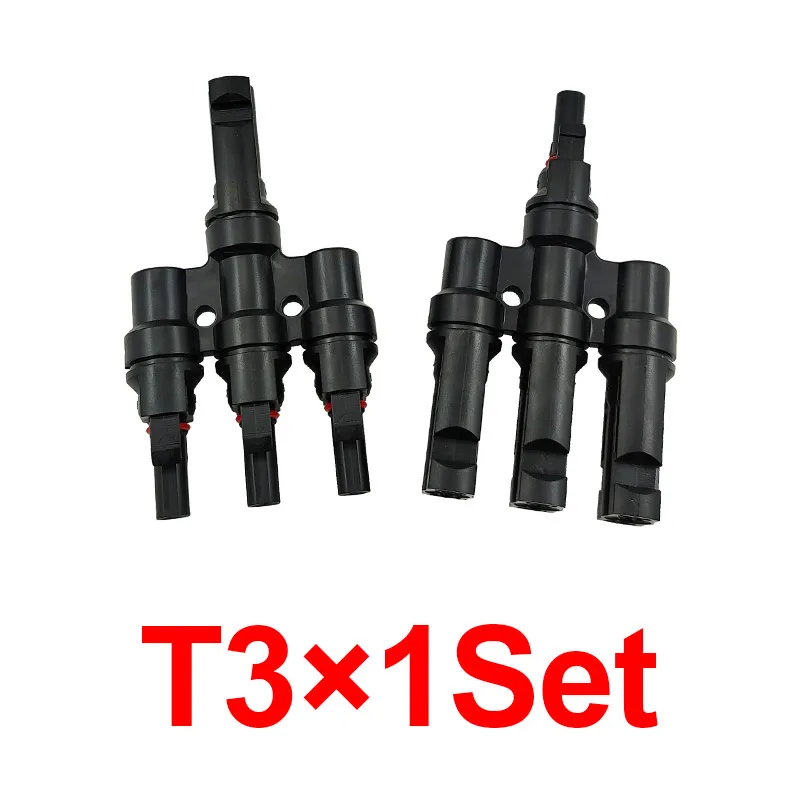 A Pair Solar PV Photovoltaic Solar Connector 3 to 1 T Branch IP67 Male And Female 100% PP0 Parallel DIY Kits System Wiring Cable Connectors Wire Connectors DC Connectors DC Power Connectors Power Connector Plug Adapter Power Connector Adapter