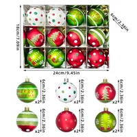 9/12PCS 6cm Painted Christmas Ball Sequin Shatterproof Xmas Ornaments Home Party Decorations Christmas Tree Hanging Ornament Set 4