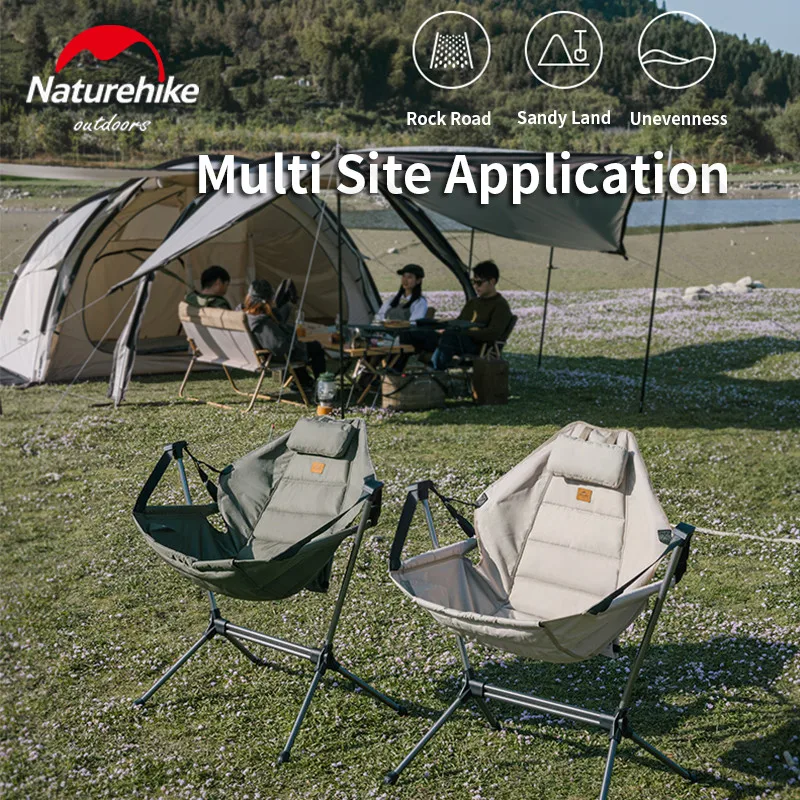 Chaise berçante pliante Naturehike avec oreiller - Siège camping léger pour pêche détente et plage
