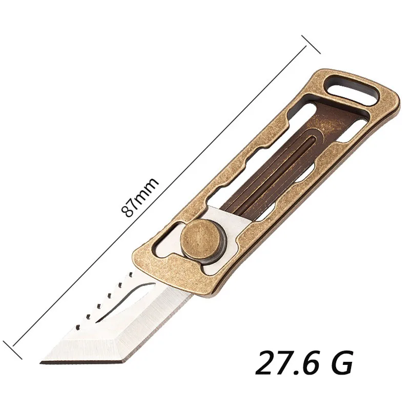 High Hardness Utility Knife D2 Blade Brass Handle Push-pull Express Box Knife Multifunctional EDC Knife Survival Outdoor Tool