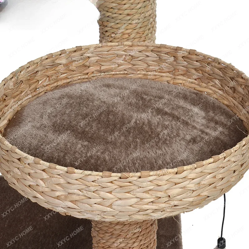 Kerry Rattan Cat Climbing FrameJumping Platform Cat Nest Luxury Tree Large Banana Leaf Woven Scratch Board Cattail