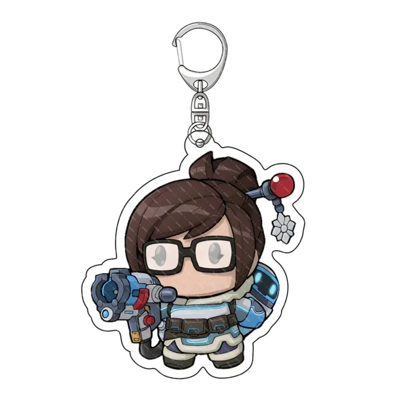 Acrylic Cartoon Anime Pendant Keychains Holder Car Key Chain Key Ring Phone Bag Hanging Jewelry Gifts Accessories Overwatch