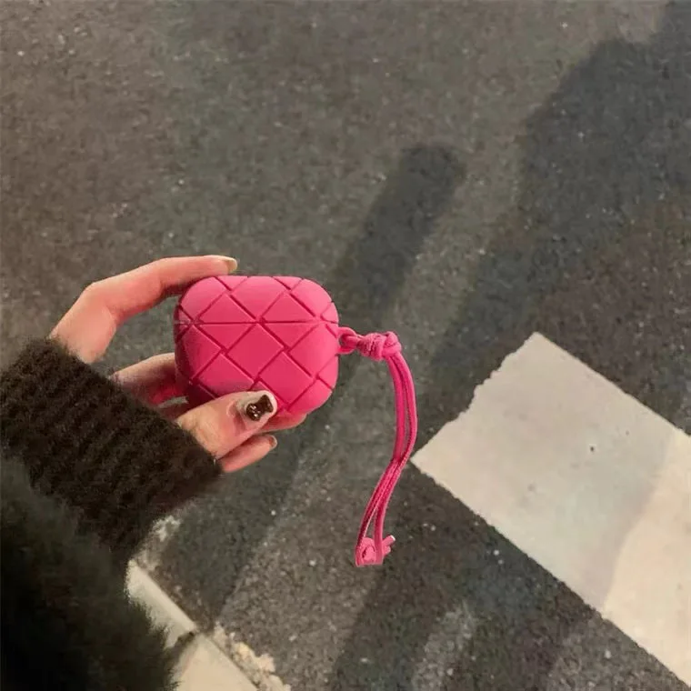 

New Trend Woven Pattern Soft Earphone Case For Airpods 1 2 Pro 3 Lanyard Wireless Headphone Charging Box Protective Cover