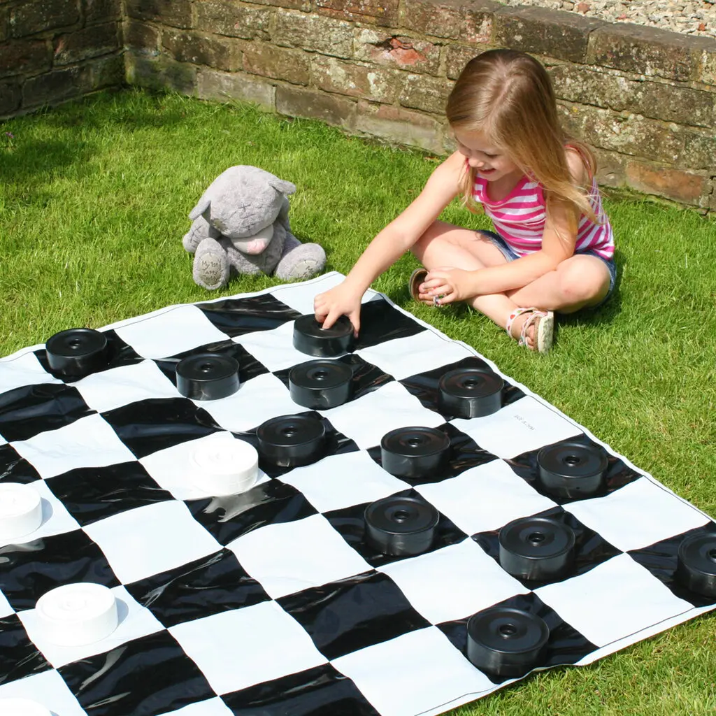 

36 pcs Giant Garden Outdoor Checkers/Draughts/Backgammon set with Large Pieces 150cm checkerboard 10cm chessman for Backyard