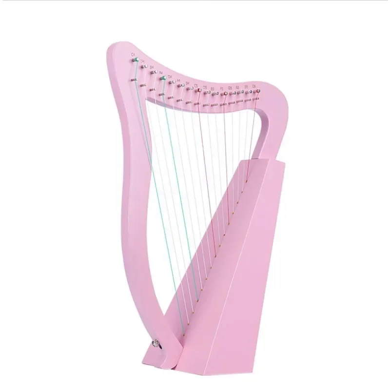 New15 Tone Chromatic Portable Small Harp Wooden Lyres Harp with Accessories Beginner Stringed Instruments Nice Gifts Pink Blue