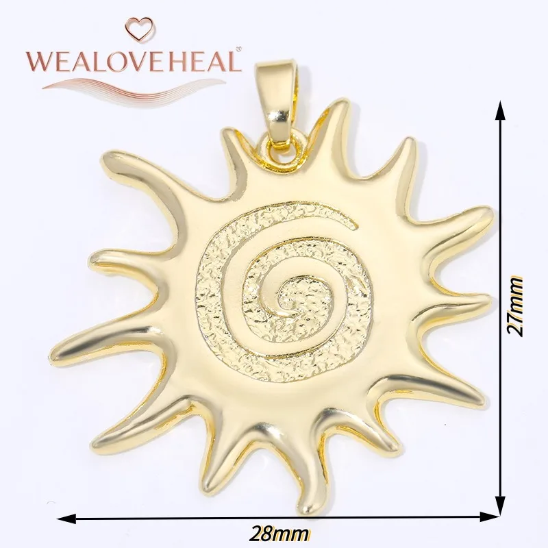 anhänger schmuckherstellung,18K Vergoldete Messing-Sonnenanhänger, Ovale Sonnenstrahlen-Charms mit Hängenden Geometrischen Anhängern, Hochwertige Schmuckkomponenten für Bastelarbeiten – Detail 39