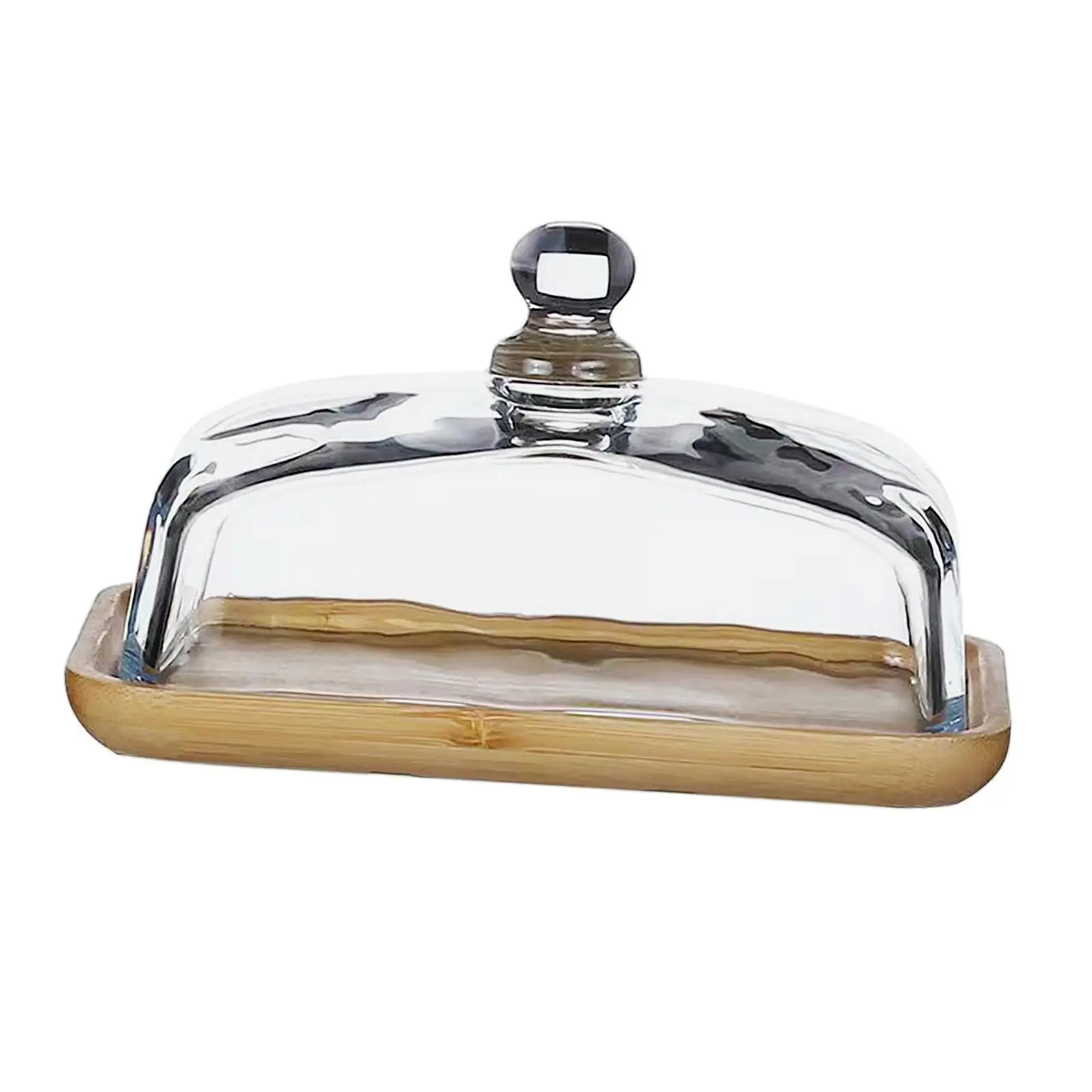 

Бамбуковая тарелка для торта, поднос для торта, сервировочный лоток, тарелка для фруктов со стеклянной крышкой для еды, сыра, аппетита, суши