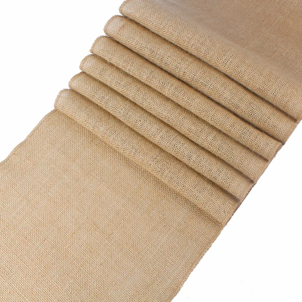 

30cm Width 10M Jute Linen Vintage Natural Table Runner Burlap Rustic Khaki Party Country Wedding Decoration Chair Decor