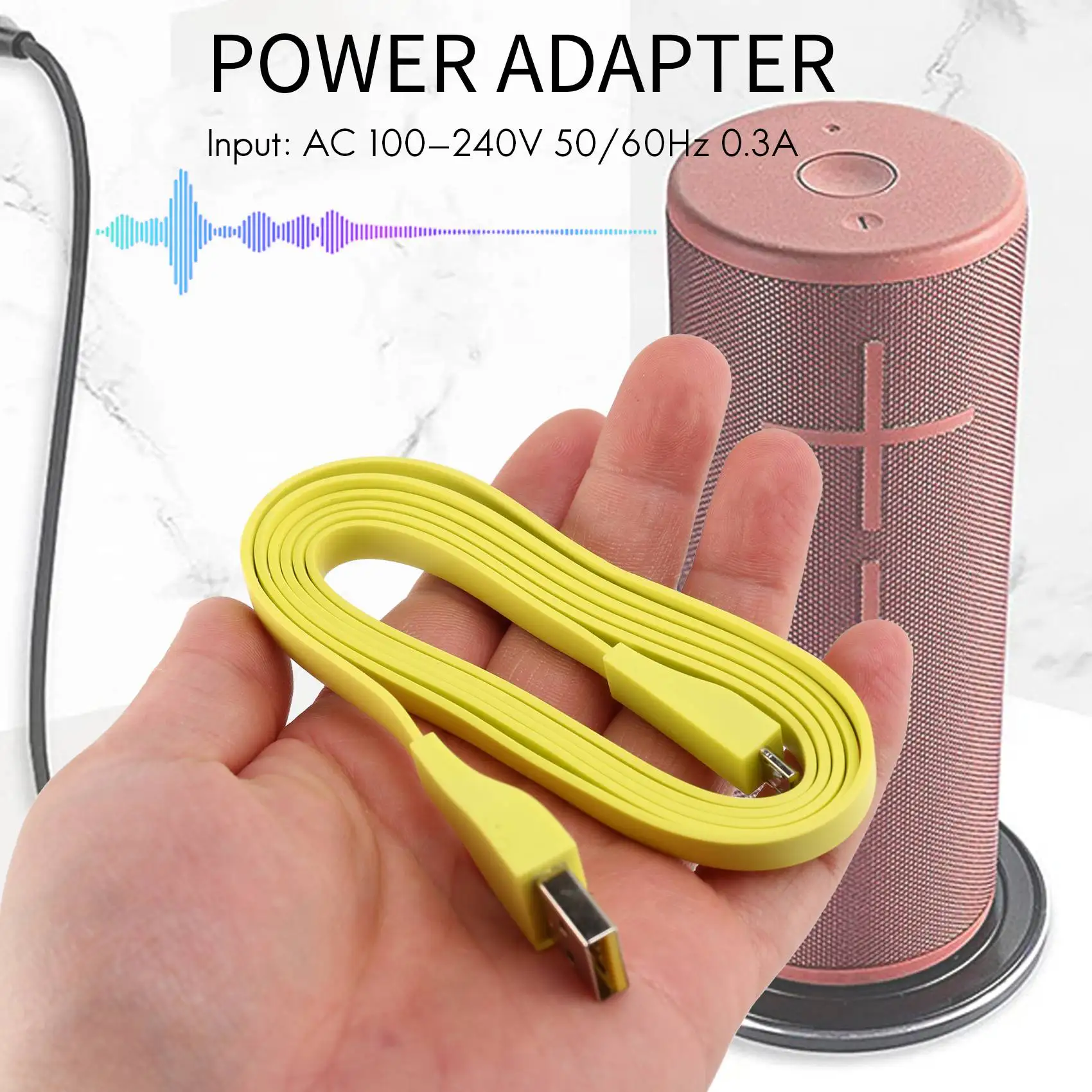 Adattatore Per Caricabatterie Con Cavo Di Ricarica Rapida Usb Per Logitech Ue Boom 2 /Ue Megaboom /Ue Wonderboom /Ue Roll 2 Altoparlante Bluetooth