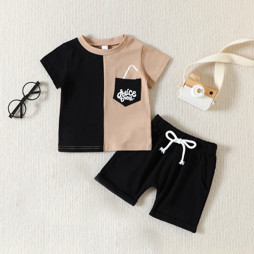 

1-6Y Baby Boy Summer Children Clothing Short Sleeved Pullover Tops + Shorts Newborn Bodysuits Shirt Tees +Pants Kids Costume