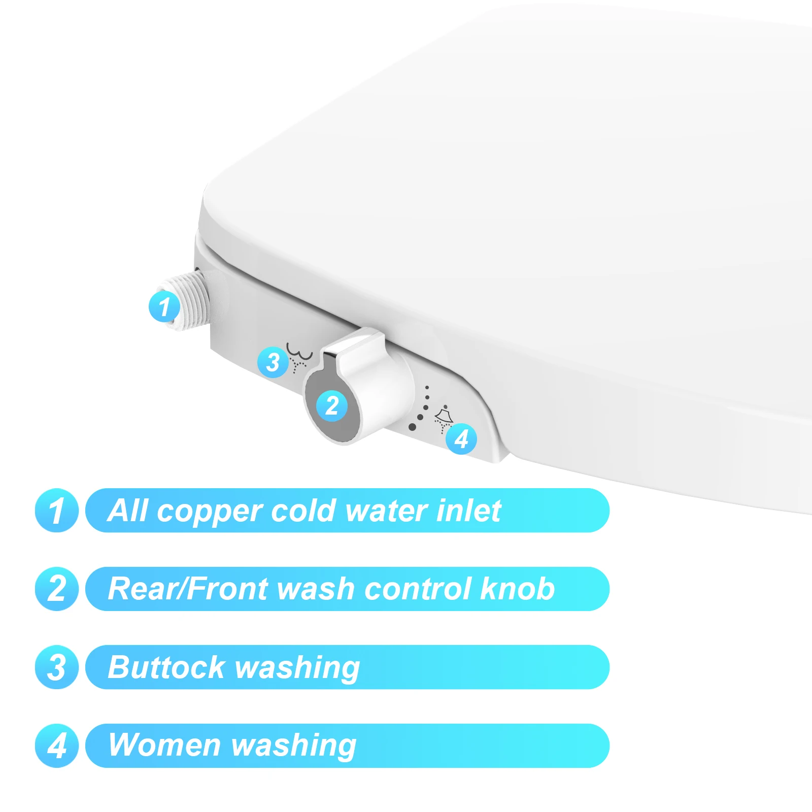 Bidet Toilet Seat, Premium Non-Electric Elongated Bidet Toilet Seats with Dual Nozzle, Easy to Install and Use