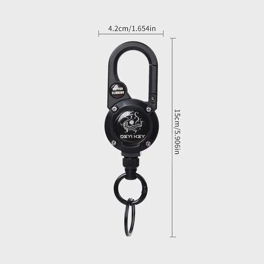 Portable Telescopic Steel Wire Buckle Multi-function With Compass Pull Reel Steel Wire Rope Retractable Carabiner Key Chains