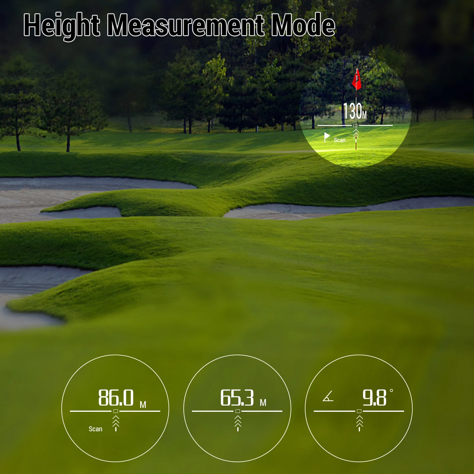 Golf Laser Rangefinder Digital Hunting Monocular Telescope With Height and Angle Measurement 600M / 800M / 1000M