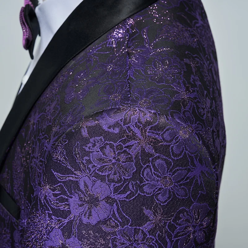 Fashion New Men's Casual Boutique Business Wedding Host Flower Color Suits 3 Pcs Set Dress Blazers Jacket Pants Vest Coat