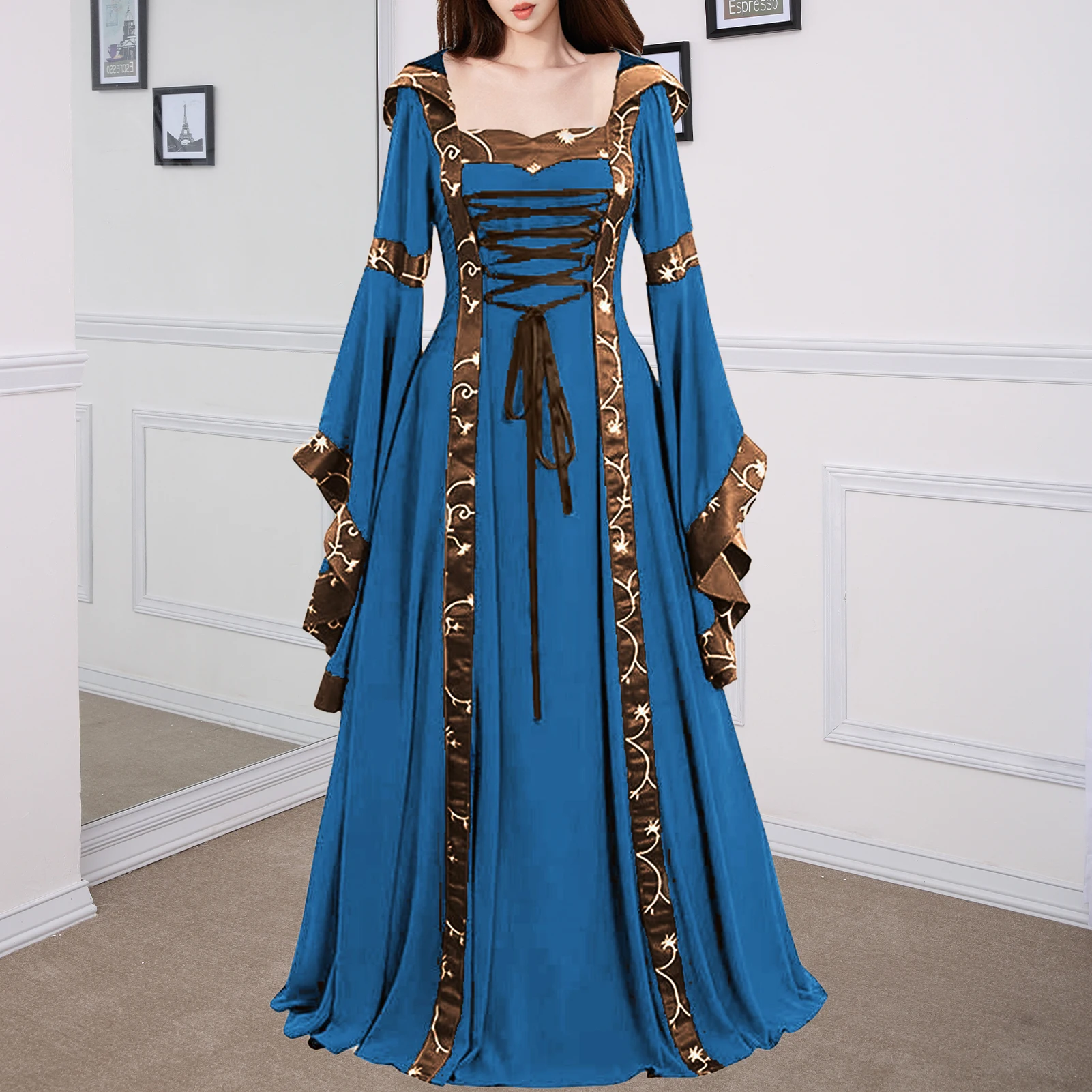 Women's Gothic Dress - Renaissance Retro Batwing Sleeve Corset Dress, Plus Size Halloween Or Costume Party Dress